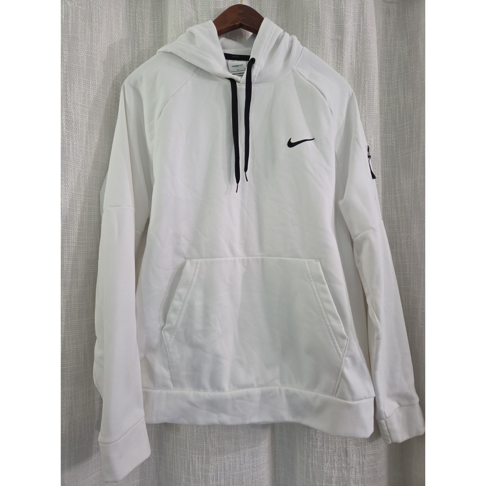 Nike Therma-Fit Pullover Fitness Hoodie Size Large White Sweatshirt